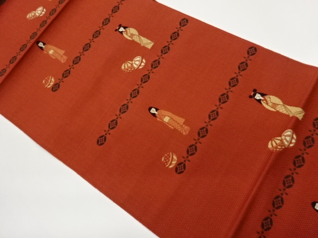 JAPANESE NAGOYA OBI / CHIKUZEN HAKATA / WOVEN SHIPPO PATTERN